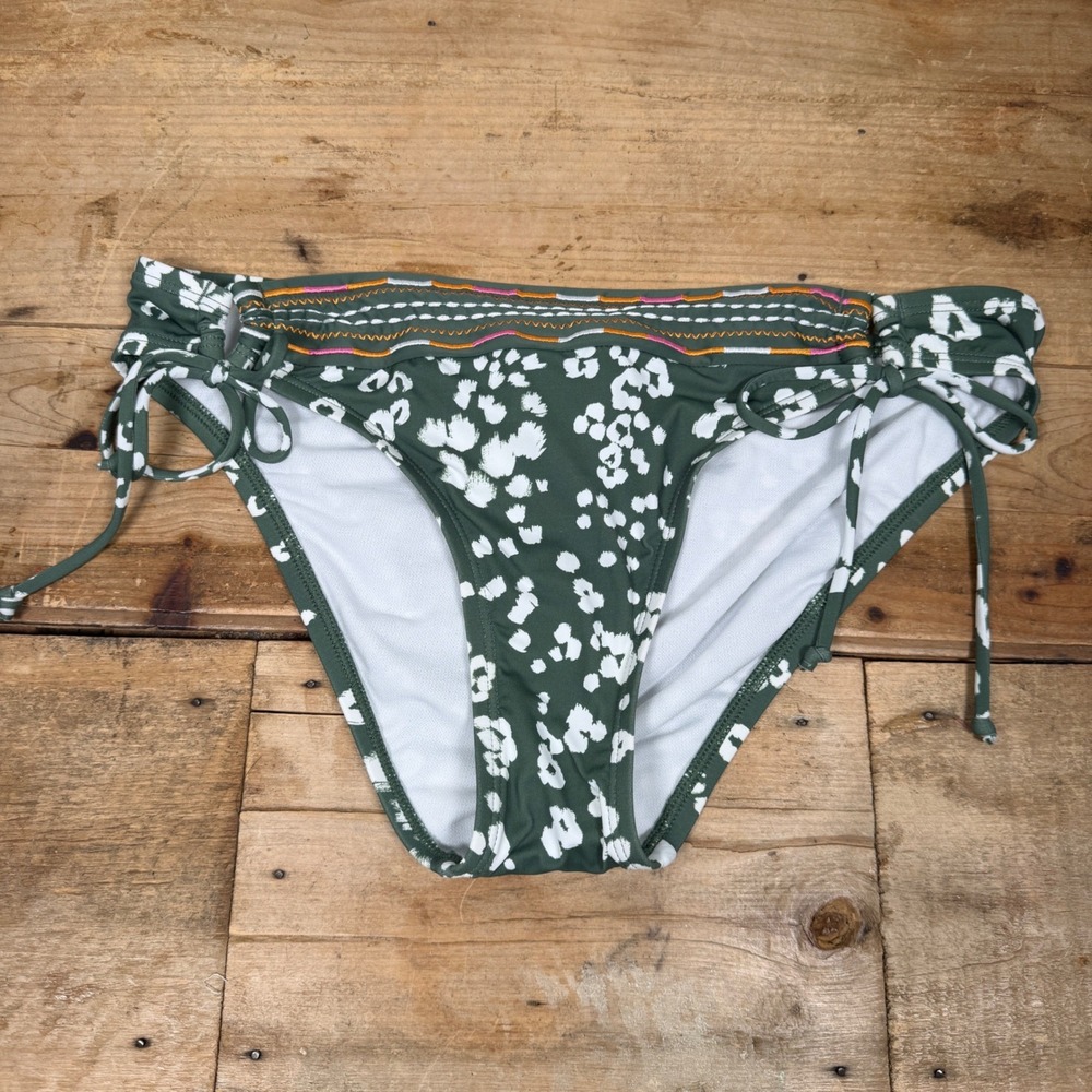 Hobie Olive Green Abstract Print Embroidered Bikini Set Medium NWT/Liner - Picture 10 of 16